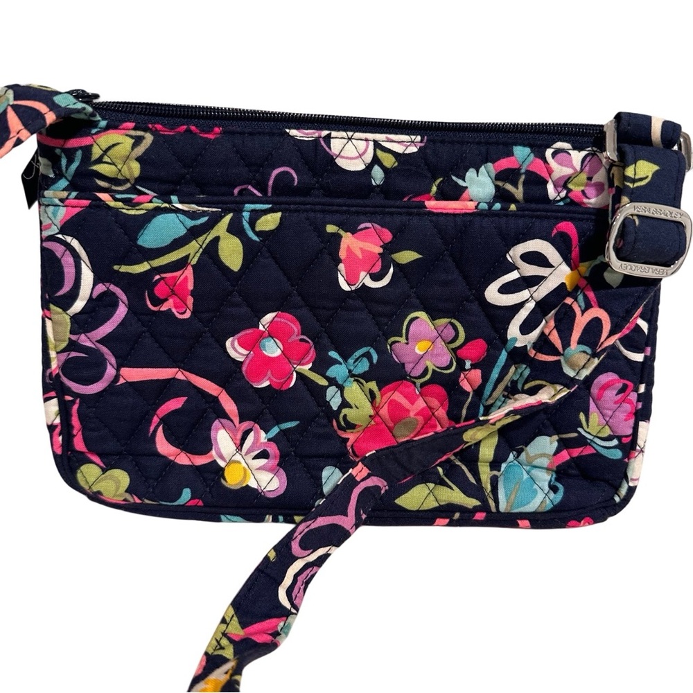 Vera Bradley Little Hipster Crossbody Bag in Navy Floral Retired Pattern Ribbons - Picture 4 of 15